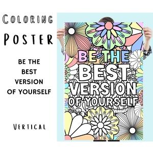 24" x 36"  Inspirational Quotes Large Coloring Poster for Adult